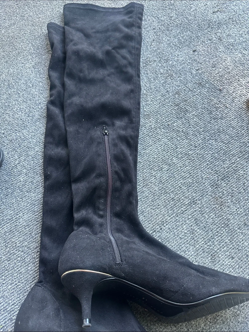 Zara Black Over-the-Knee Kitten-Heel Boots
